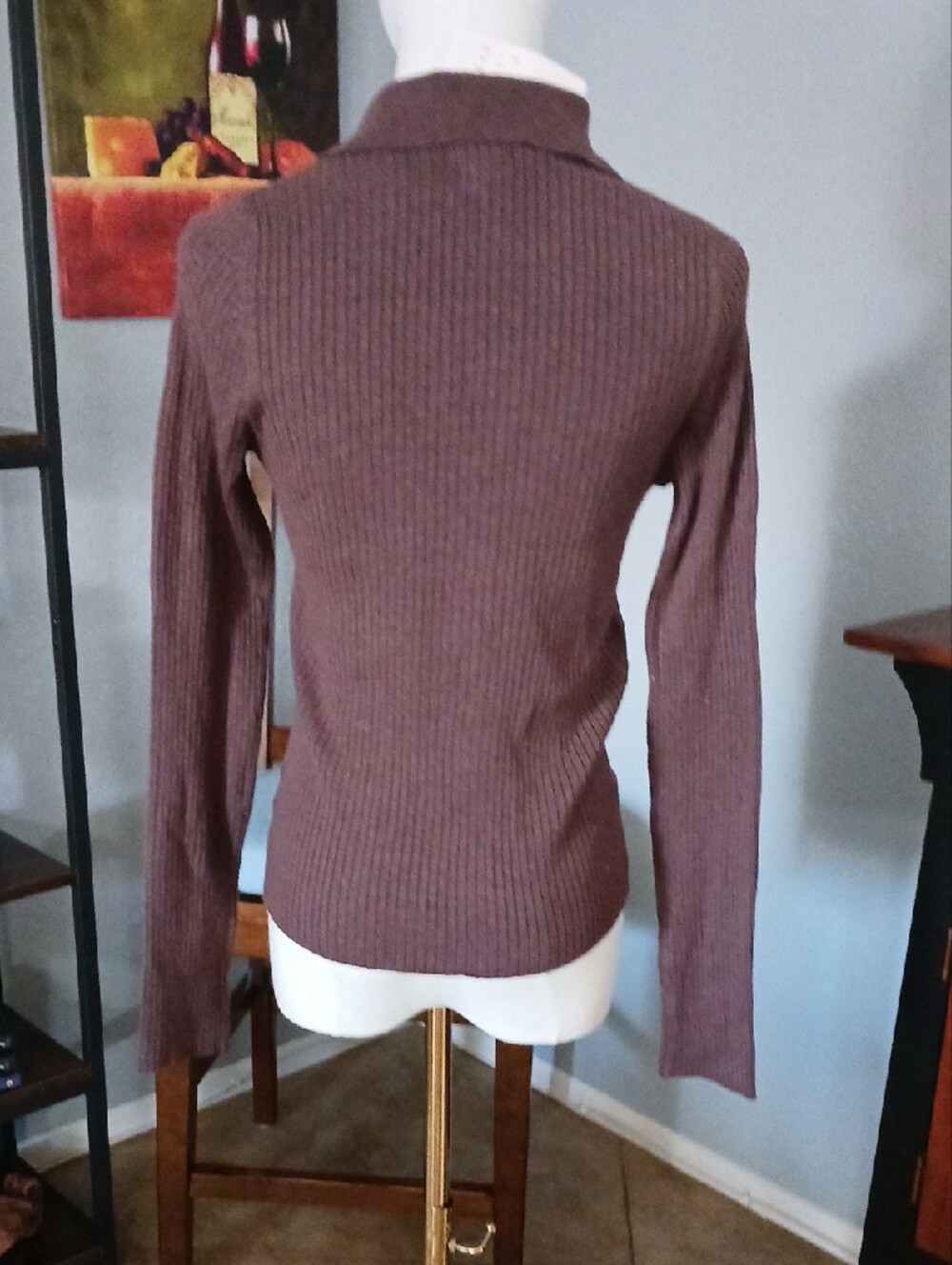 a new day- Brown Ribbed Button-Front Collared Cardigan - Picture 7 of 10